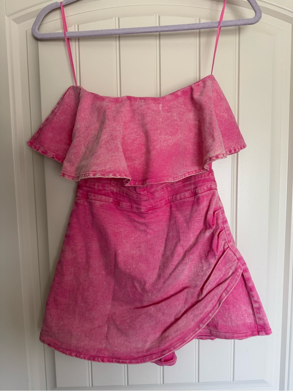 Pink Lily Hot Pink Strapless Romper